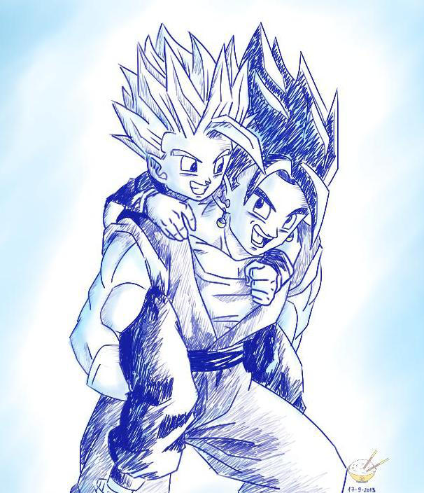 Dragonball - Gohan 100 (Vegetto and Gohan 3) by songohanart
