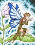 Fairy on a leaf petal by RisingDragonArt