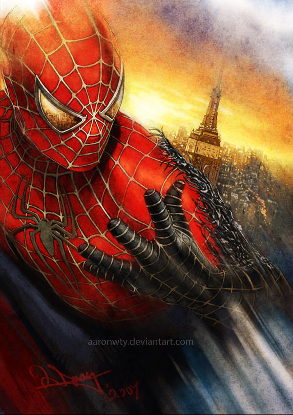 Spiderman vs Venom Symbiote by aaronwty