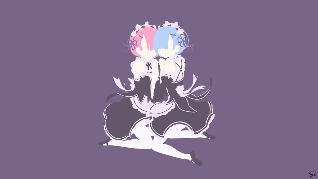 Ram And Rem Re Zero Minimalist Wallpaper By Greenmapple17 On
