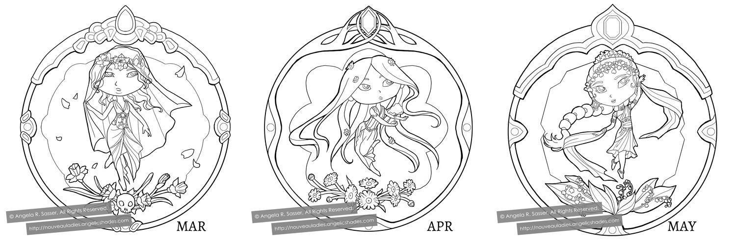 Inktober - Little Ladies of the Months - SPRING by AngelaSasser