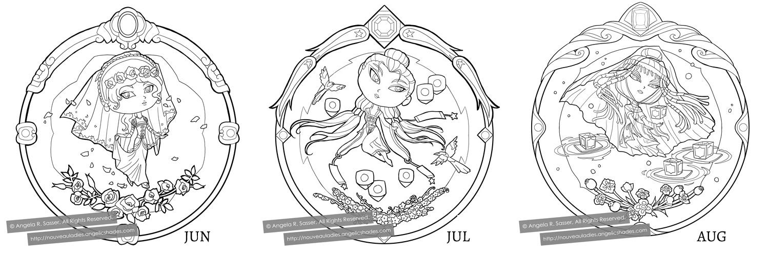Inktober - Little Ladies of the Months - SUMMER by AngelaSasser
