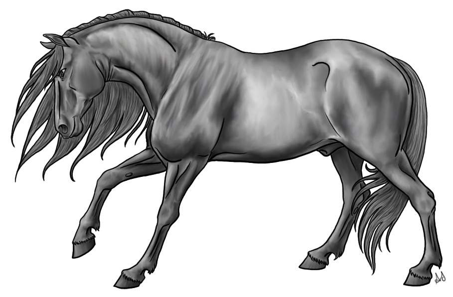 Stallion Lineart by urilium greyscale by AquaSalt