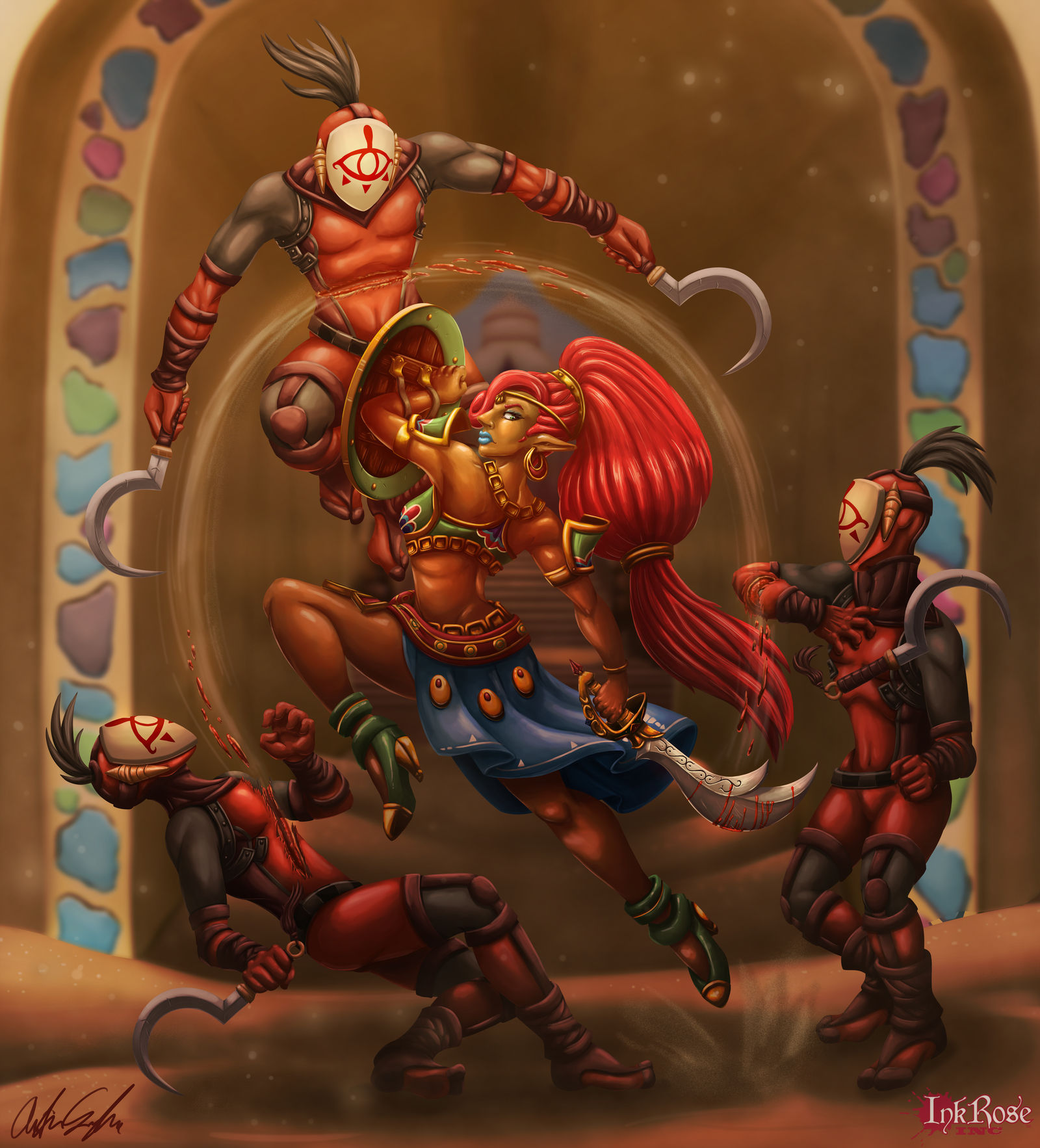 Champion Urbosa VS The Yiga Clan by InkRose98