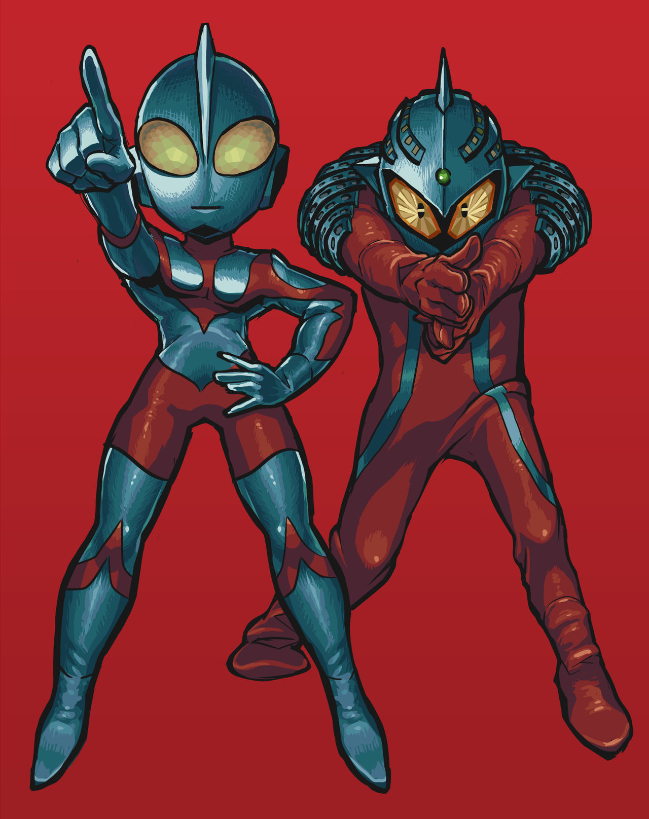 ultraman and ultraseven by Gashi-gashi