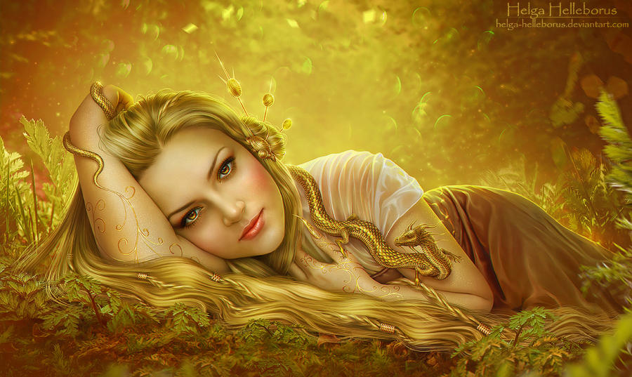 Golden Dragon by Helga-Helleborus