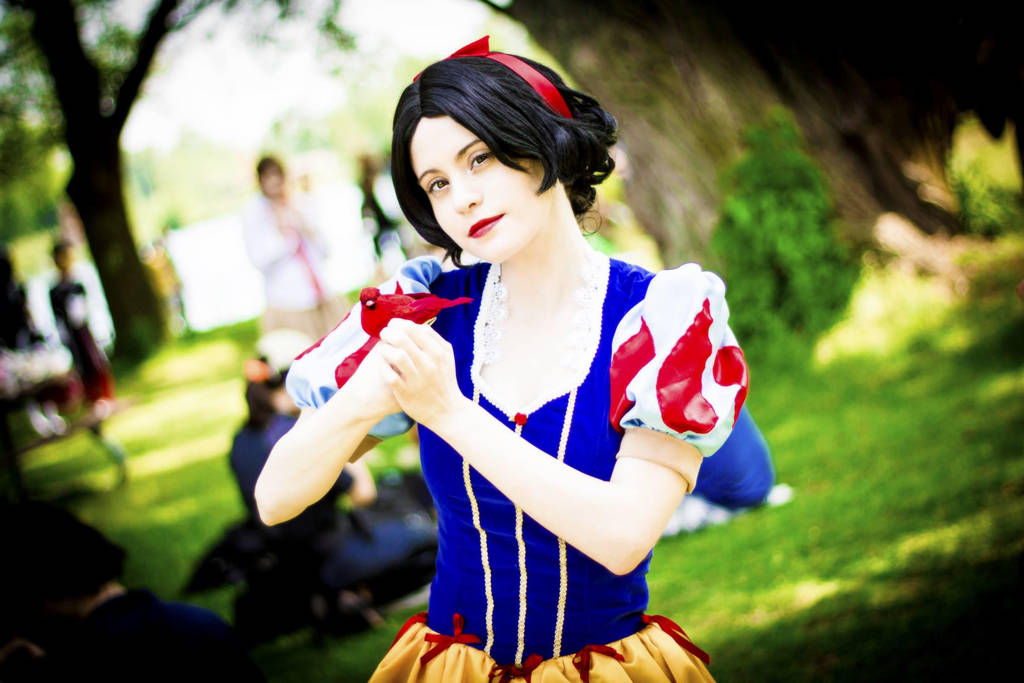 Snow White and a cardinal by straywind