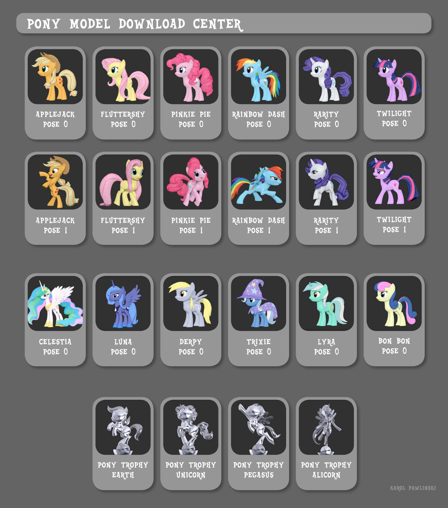 Pony Model Download Center by KP-ShadowSquirrel