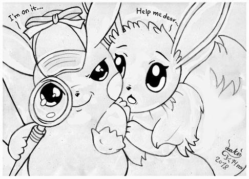 Pokemon - Detective Pikachu Protecting Eevee by Joakaha
