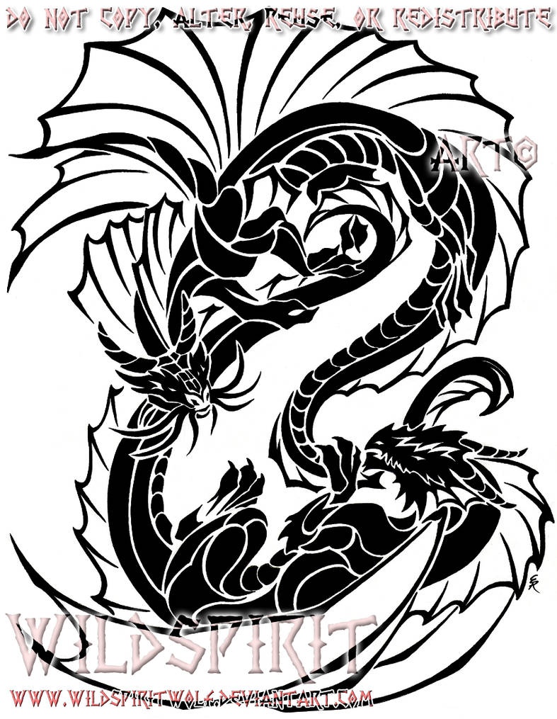 Yin-Yang Tribal Dragons by WildSpiritWolf