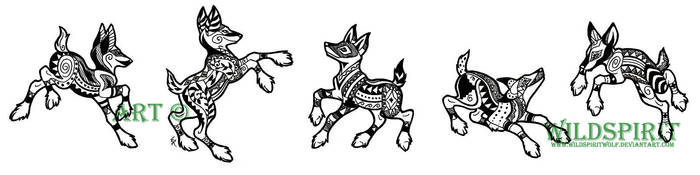 Volcano Dogs Tattoo Set by WildSpiritWolf
