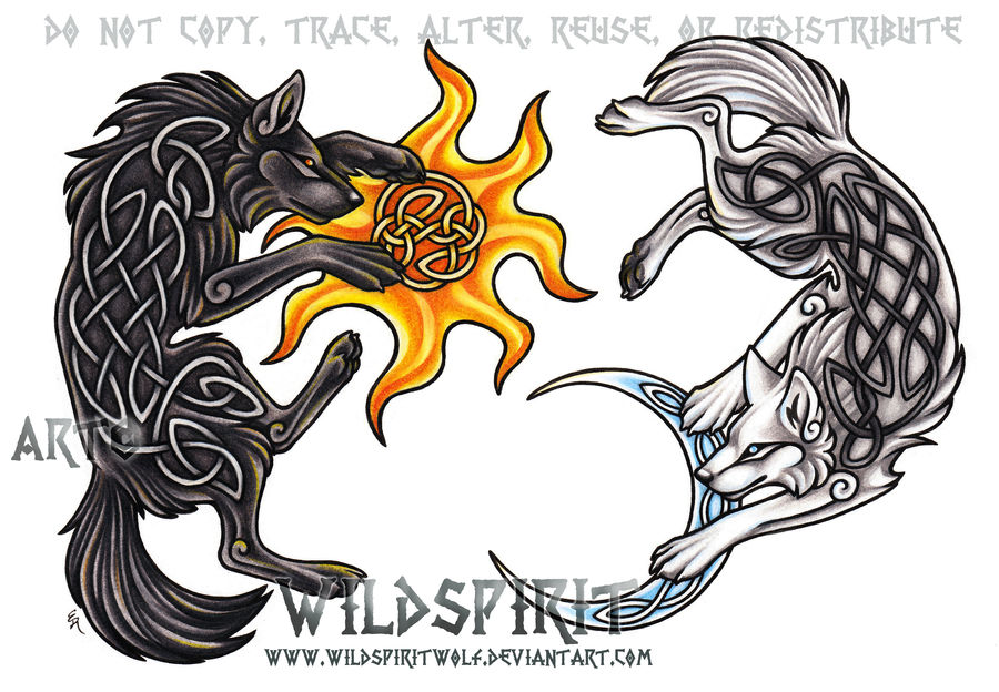 Ragnarok Wolves - Hati + Skoll by WildSpiritWolf