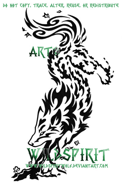 Elemental Spirit Wolf Tattoo by WildSpiritWolf