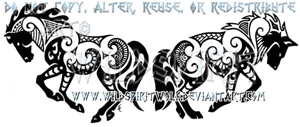 Maori Horse And Wolf Design by WildSpiritWolf
