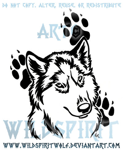 Husky Pawprint Tribal Design by WildSpiritWolf