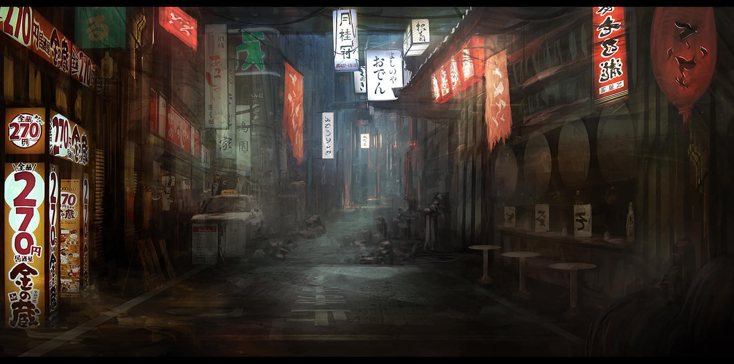 Neon Tokyo Alley by Narandel