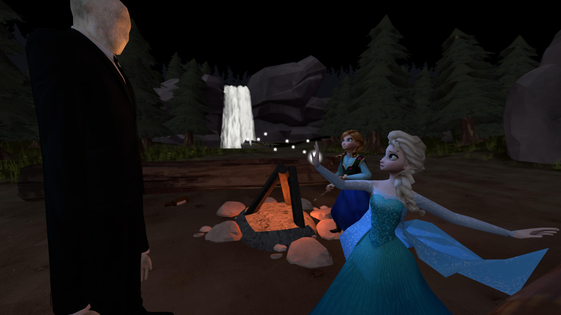 Elsa and Anna Against Slenderman by Lilyflower341