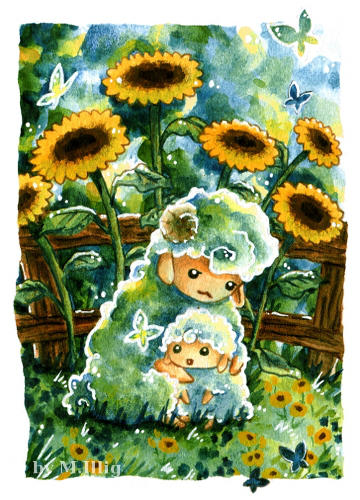 Sheep and Sunflowers (No. 1) by Diaris