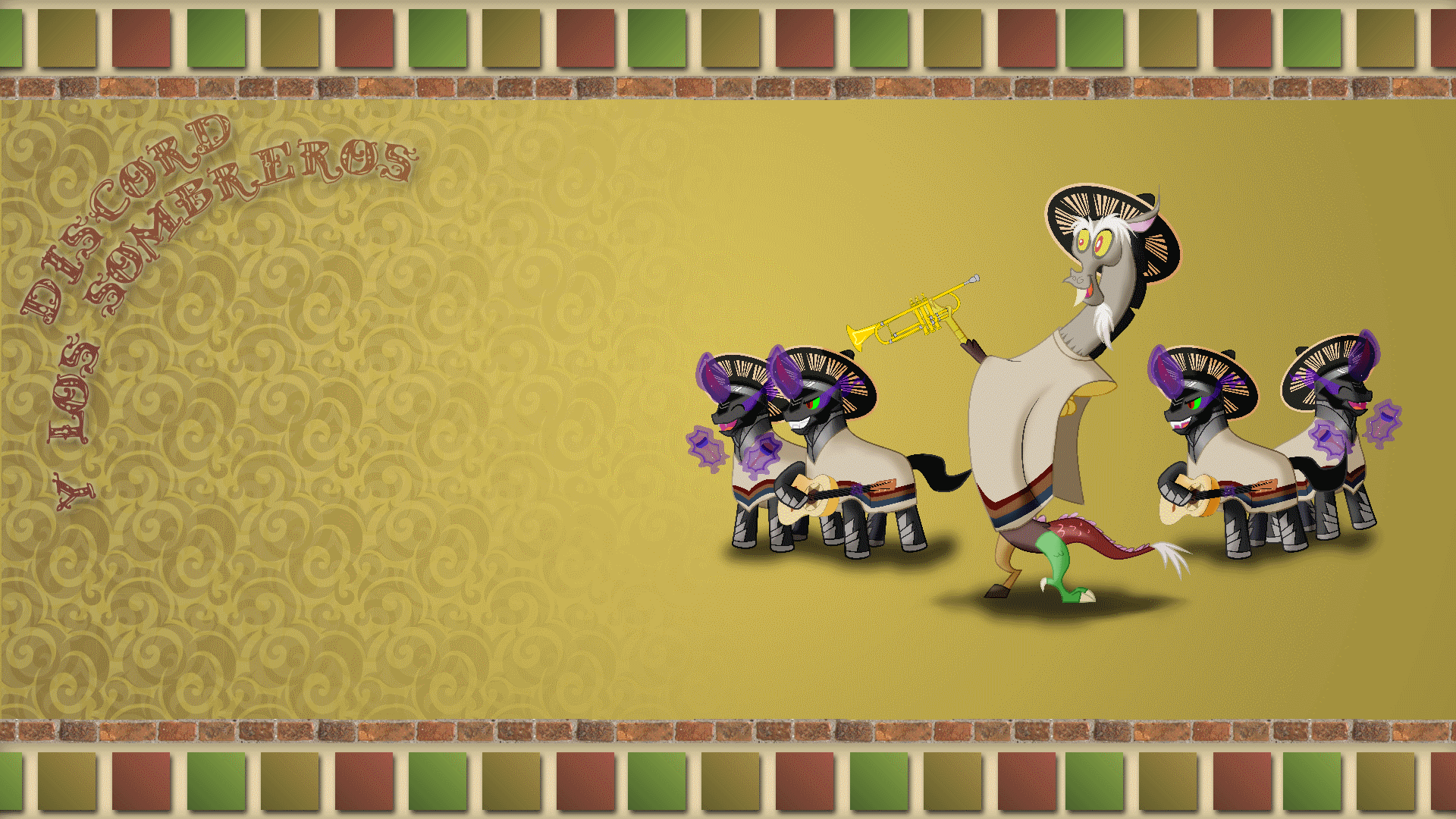 WALLPAPER: Discord and The Sombreros by HatBulbProductions