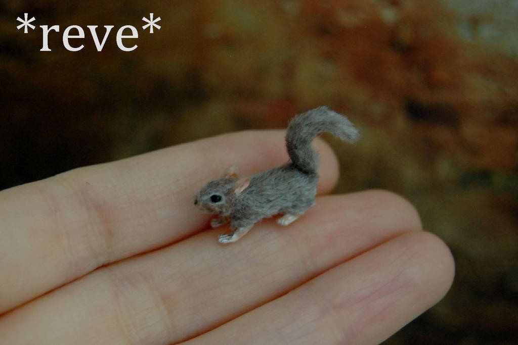Miniature Baby Squirrel Sculpture by ReveMiniatures