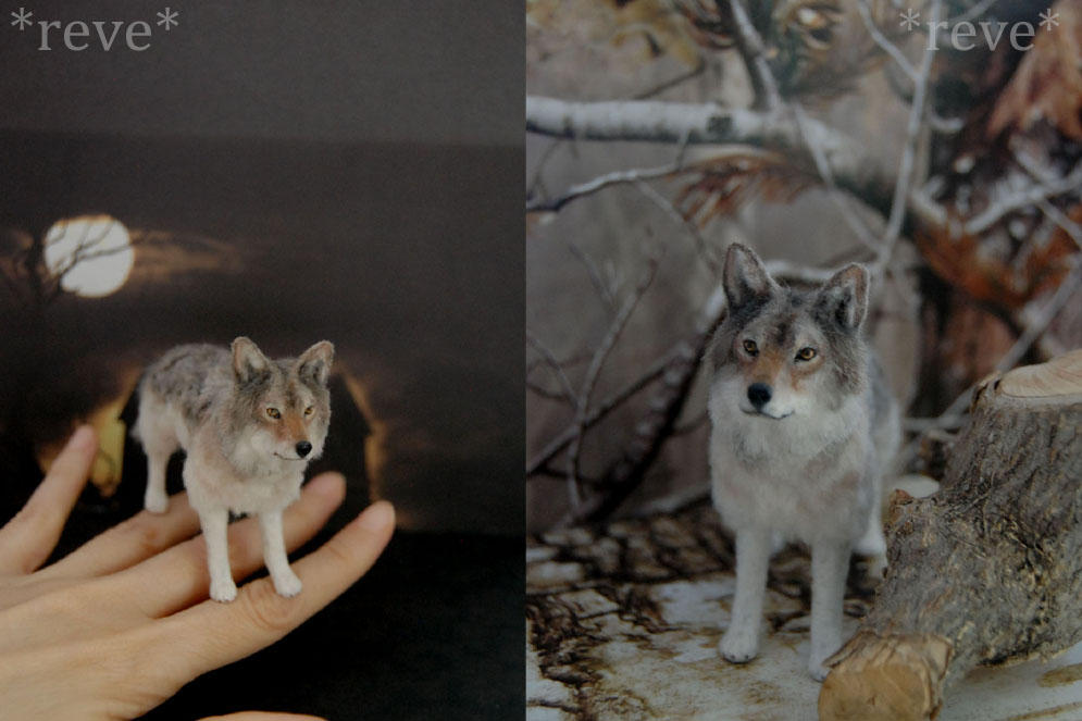 Miniature Wolf * Handmade Sculpture * by ReveMiniatures