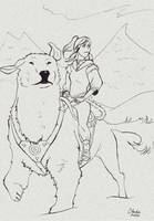 Korra and Naga sketch by NeedlesGirl