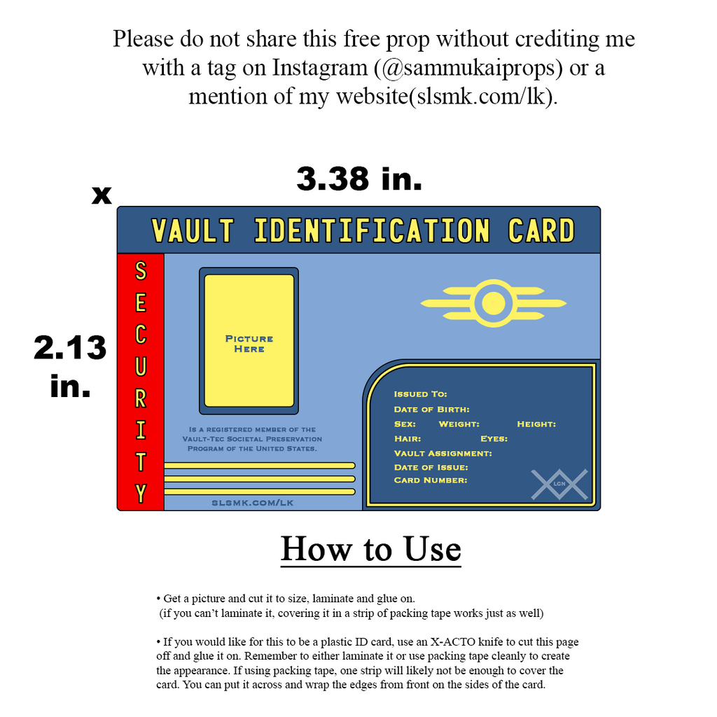 Vault ID Card (customizable free download) by Sammukai on DeviantArt