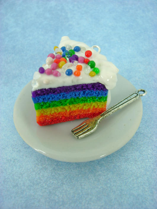 Rainbow Cake - Polymer Clay by monsterkookies