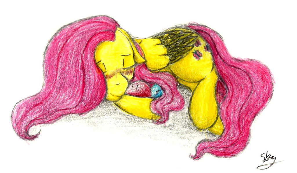 Fluttershy and the Dangos (coloured) by Sky-Sketch