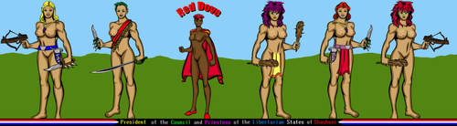 President of Shasheer, guards by MuscleWomen-Planet