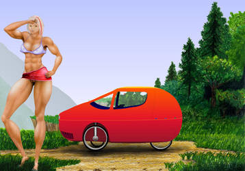 Joy, from dream, velomobile by MuscleWomen-Planet