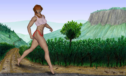 Kiva hiking, 3D version by MuscleWomen-Planet
