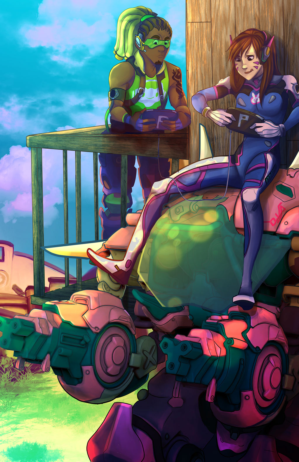 D.Va and Lucio by jelllybears