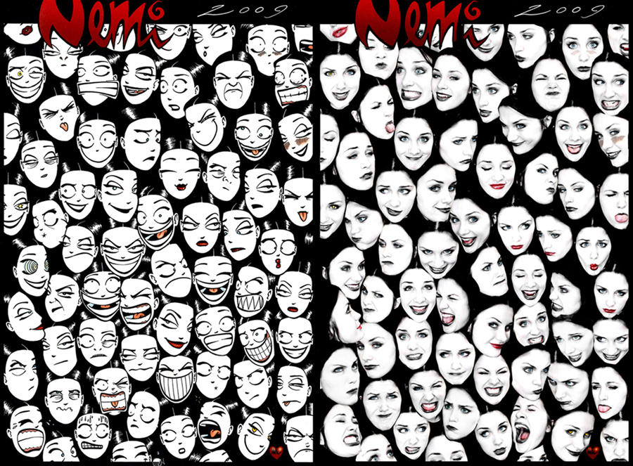 Grotesque Nemi faces by selfOblivion
