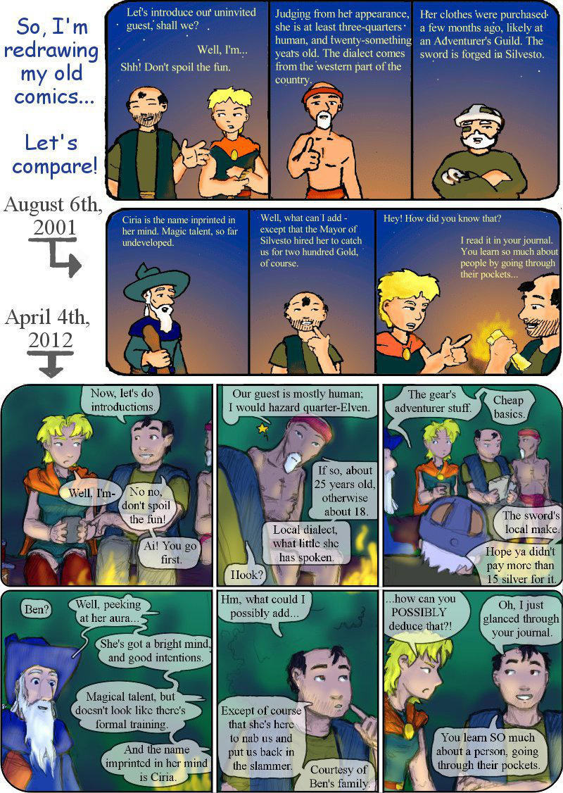 Old GA comic compared to new one by Elyandarin