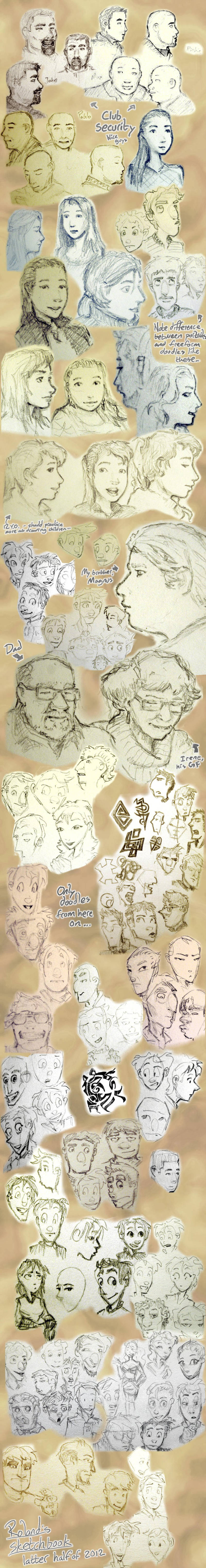 Traveling sketchbook dump by Elyandarin