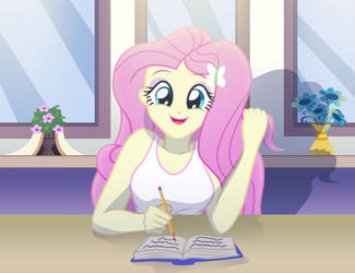 Fluttershy - Studying. by sumin6301