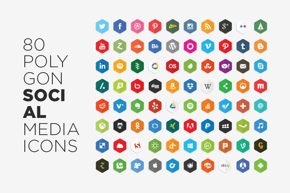 Free Vector Polygon Social Media Icons by LunarPixel