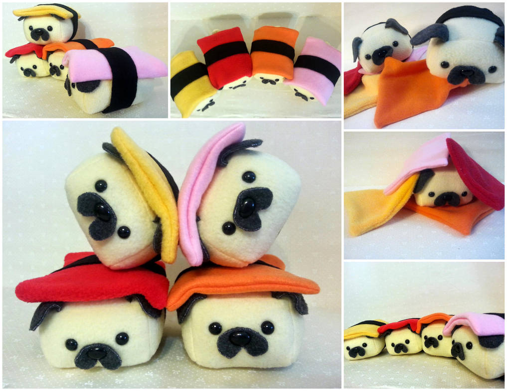 Mini Sushi Pugs by Jonisey