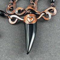 Copper Heart and Black Agate Claw Necklace by Gailavira