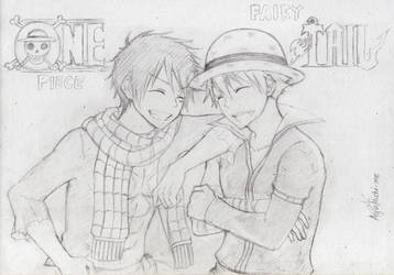 One Piece x Fairy Tail crossover sketch by AyuMichi-me