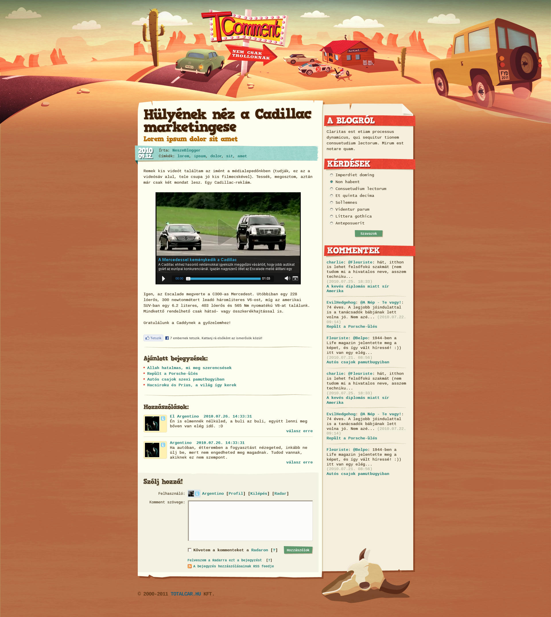 TComment car blog design by floydworx