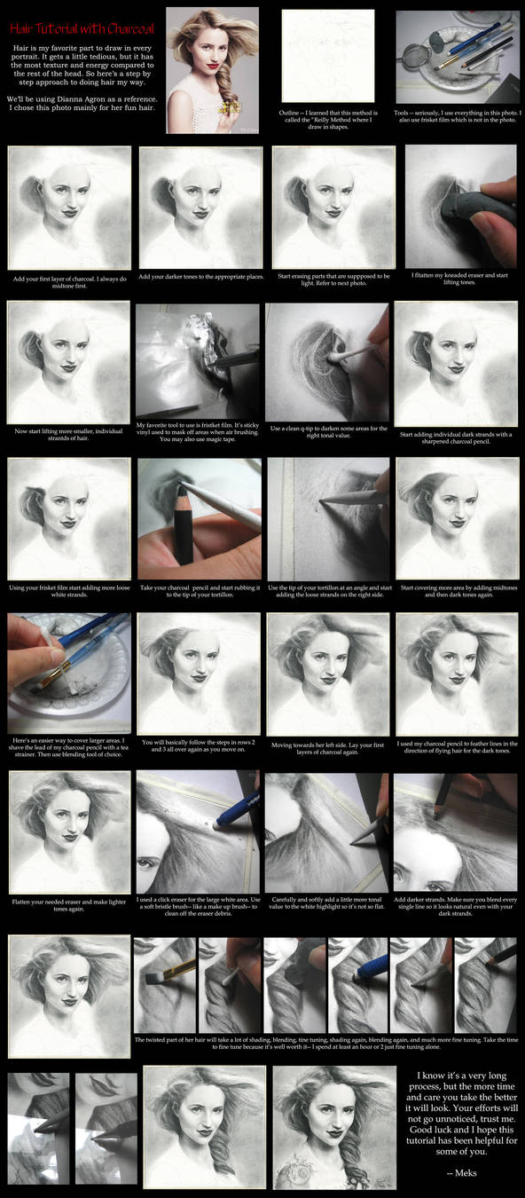 Hair Tutorial With Charcoal by disdaindespair