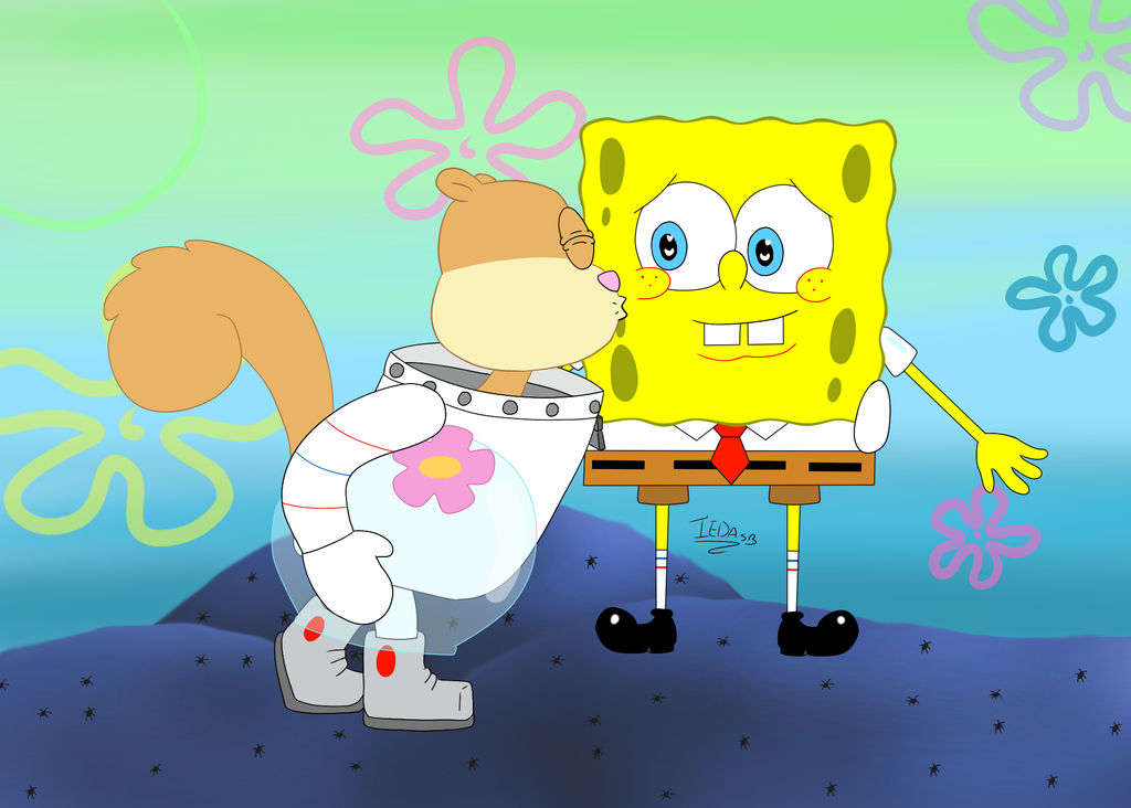 Sandy kissing SpongeBob redo by iedasb on DeviantArt
