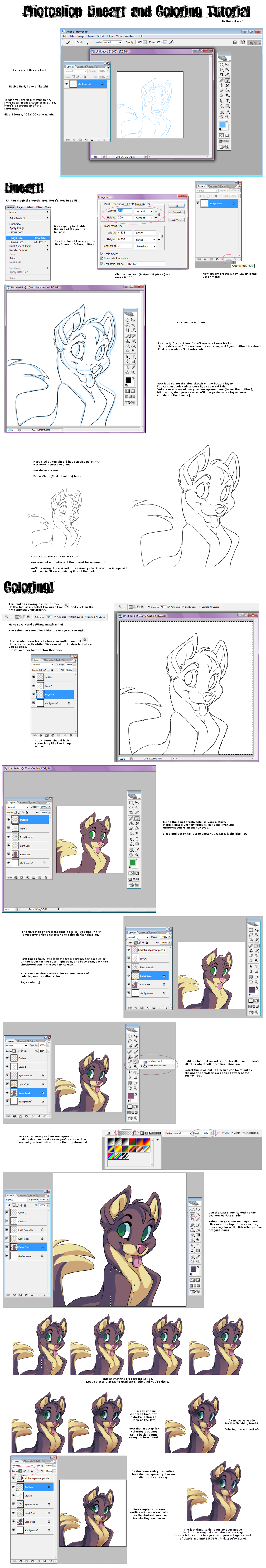 Photoshop Lineart-Coloring Tut by Kuitsuku