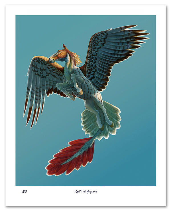 Red Tail Pegasus Print (Limited Edition) by CharReed