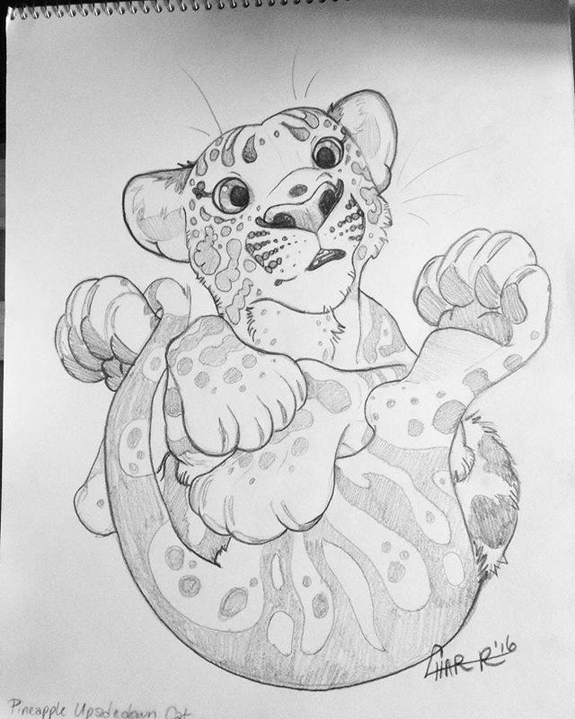Pineapple Upsidedown Cat by CharReed