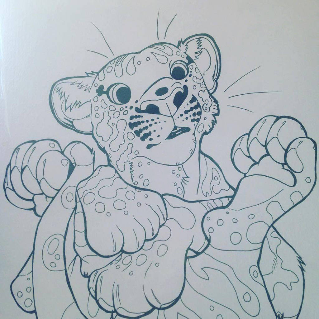 Pineapple Upsidedown Cat Inks for Colouring Book! by CharReed
