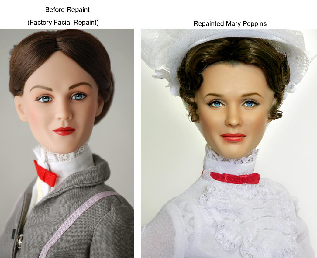 Doll Repaint as Mary Poppins by noeling