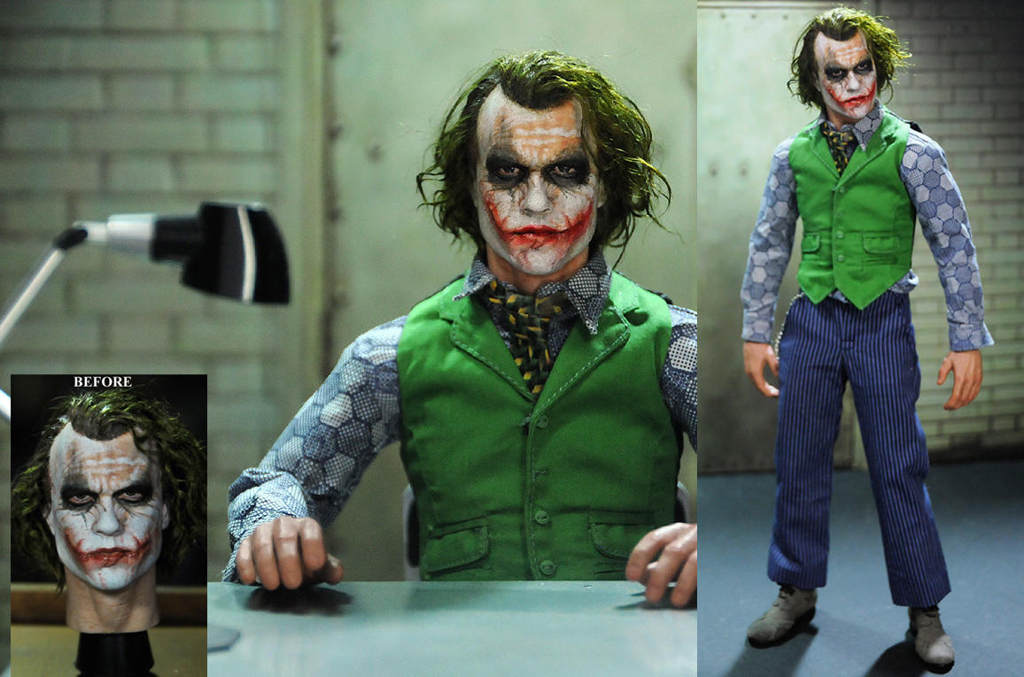 Repaint of 1/6 figure Heath Ledger Joker head by noeling